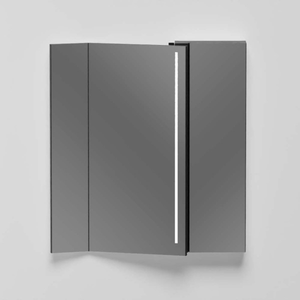 CIELO PAN Miroir Réversible Avec Rangement Latéral Avec Éclairage LED Noir Mat