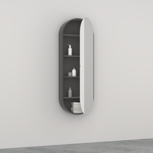 CIELO Miroir Elio Slim Armoire De Toilette Réversible Structure Laquée Cemento 50x15x145cm