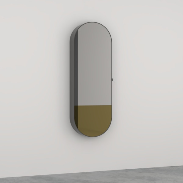 CIELO Miroir Elio Slim Bicolore Armoire De Toilette Réversible Ouverture Gauche Cemento 50x15x145cm