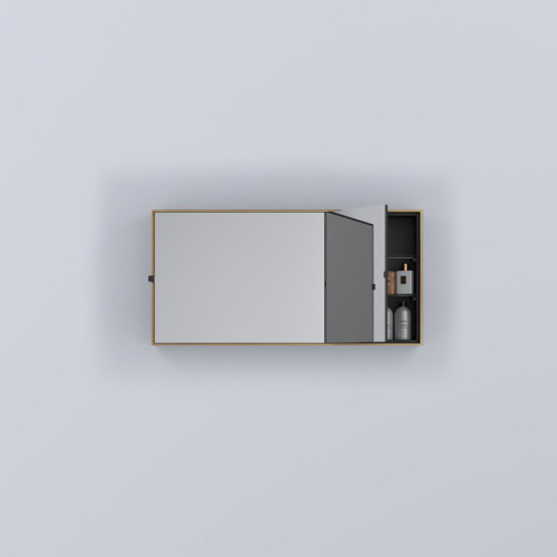 CIELO Simple Box Miroir Horizontal Et Armoire De Toilette Bronze Brossé 90x12x45cm