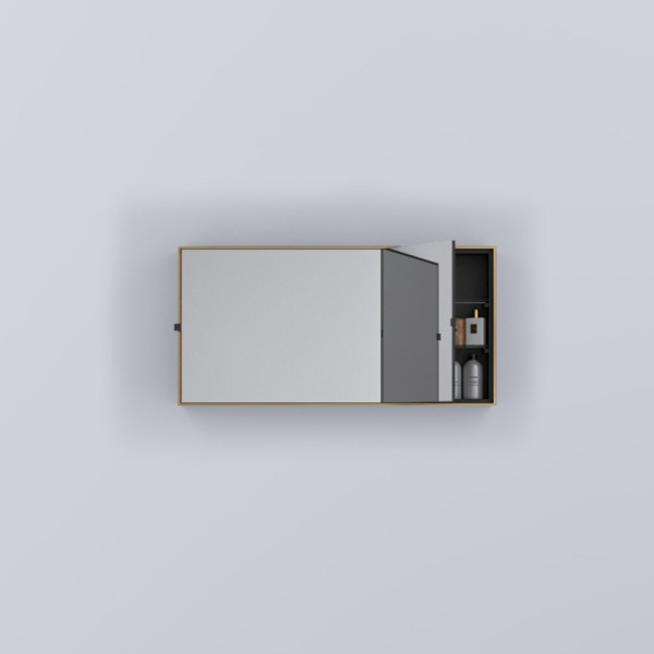 CIELO Simple Box Miroir Horizontal Et Armoire De Toilette Bronze Brossé 90x12x45cm