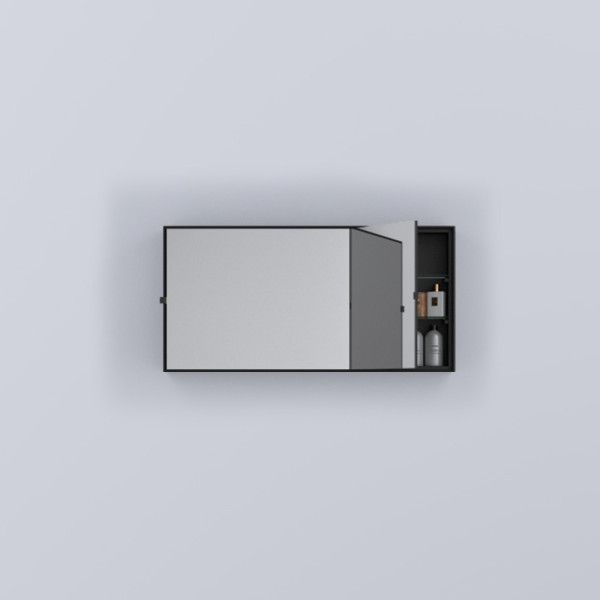 CIELO Simple Box Miroir Horizontal Et Armoire De Toilette Noir Mat 90x12x45cm