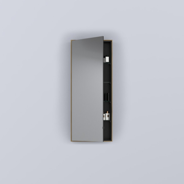 CIELO Simple Tall Box Miroir Vertical Et Armoire De Toilette Réversible Bronze Brossé 45x12x110cm