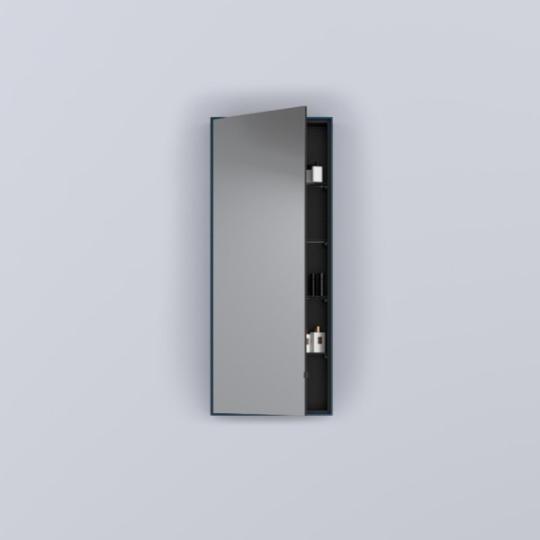 CIELO Simple Tall Box Miroir Vertical Et Armoire De Toilette Réversible Oltremare 45x12x110cm