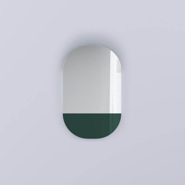CIELO Miroir Oval Eos Bicolore Partie Basse Muschio Éclairage LED Noir Mat 67x4x107cm