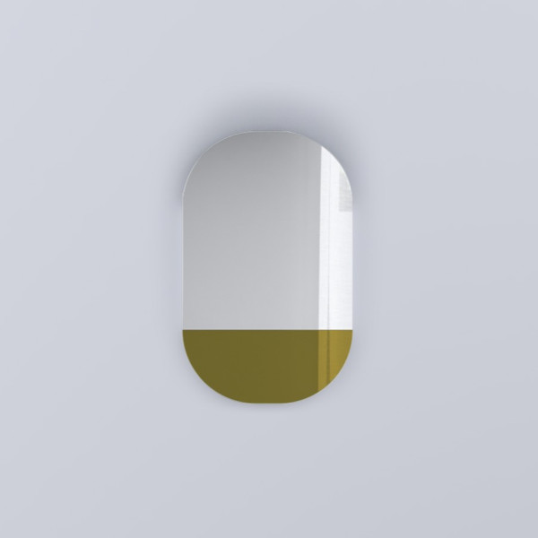 CIELO Miroir Ovale Eos Bicolore Partie Basse Or Éclairage LED Noir Mat 67x4x107cm