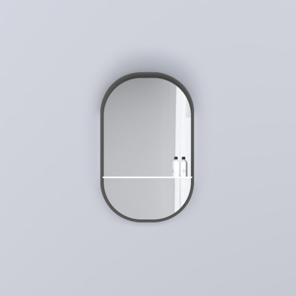 CIELO Miroir Oval Eos-C Cemento Avec Éclairage LED Et Étagère 67x12x107cm