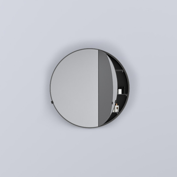 CIELO Round Box 90 Armoire De Toilette Ronde Cemento Ø90x12cm