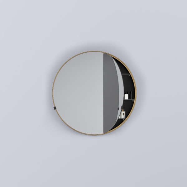 CIELO Round Box 90 Armoire De Toilette Ronde Bronze Brossé Ø90x12cm