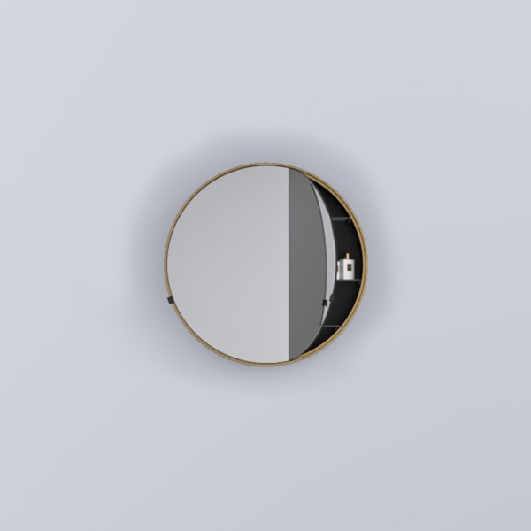 CIELO Round Box 75 Armoire De Toilette Ronde Bronze Brossé Ø75x12cm