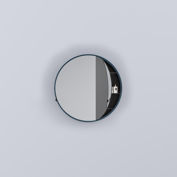 CIELO Round Box 75 Armoire De Toilette Ronde Oltremare Ø75x12cm