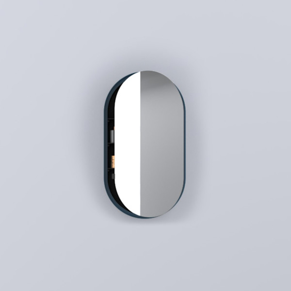 CIELO Oval Box Armoire De Toilette Avec Miroir Oltremare 50x12x88,5cm