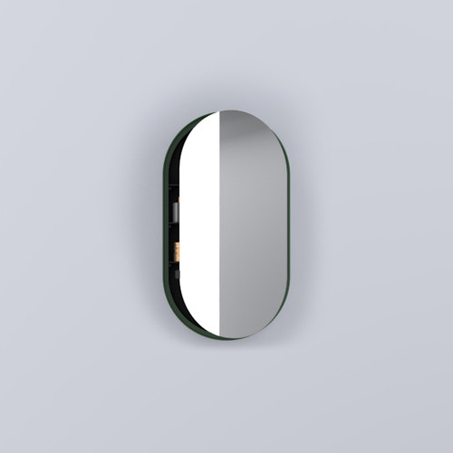 CIELO Oval Box Armoire De Toilette Avec Miroir Alga 50x12x88,5cm