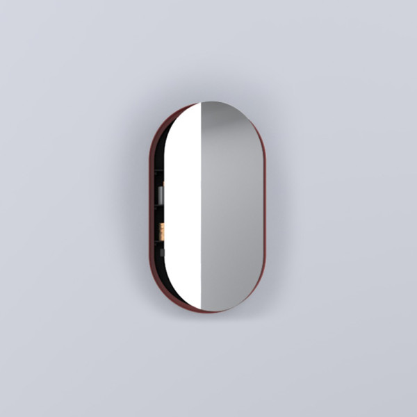 CIELO Oval Box Armoire De Toilette Avec Miroir Corallo 50x12x88,5cm