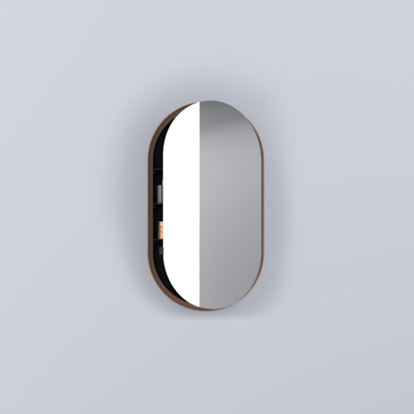 CIELO Oval Box Armoire De Toilette Avec Miroir Ninfea 50x12x88,5cm