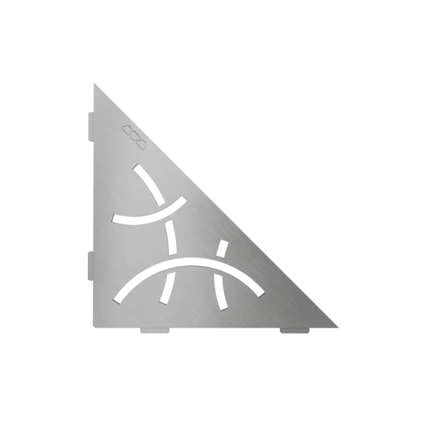 Tablette d’angle triangulaire Schlüter SHELF‑E‑S1 CURVE – Inox brossé – 210×210 mm – Sans perçage