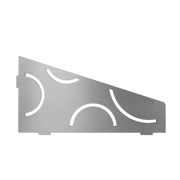 Tablette d’angle quadrangulaire Schlüter SHELF‑E‑S3 CURVE 150x295 mm– Inox brossé – Sans perçage
